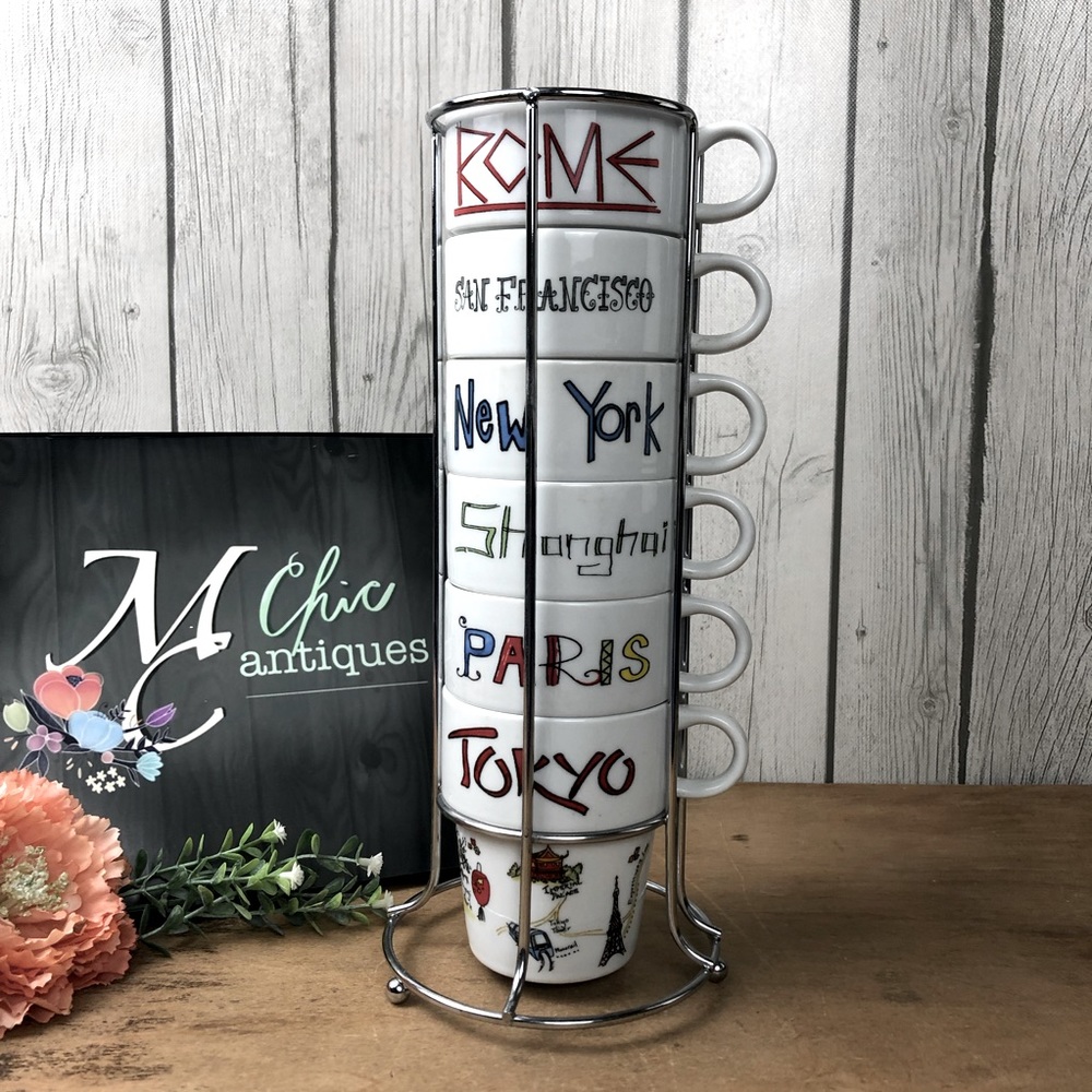 World Market Stacking City Coffee Mugs